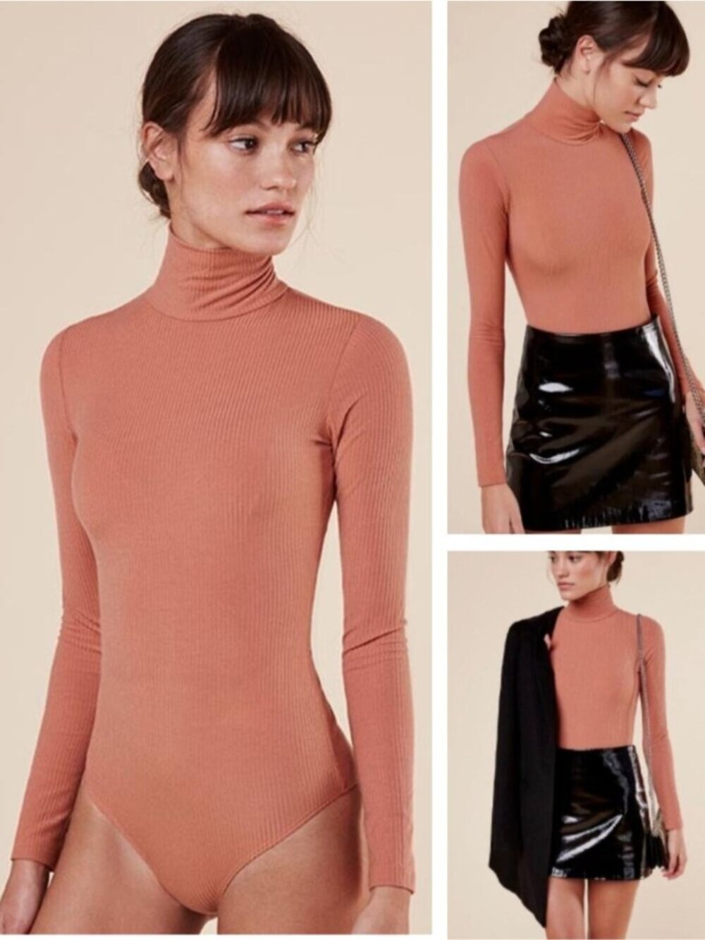 REFORMATION Lozita Ribbed Bodysuit Size Small Salmon